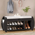 Storage Bench with Cushion and Curved Side Panels