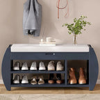 Storage Bench with Cushion and Curved Side Panels