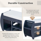Storage Bench with Cushion and Curved Side Panels
