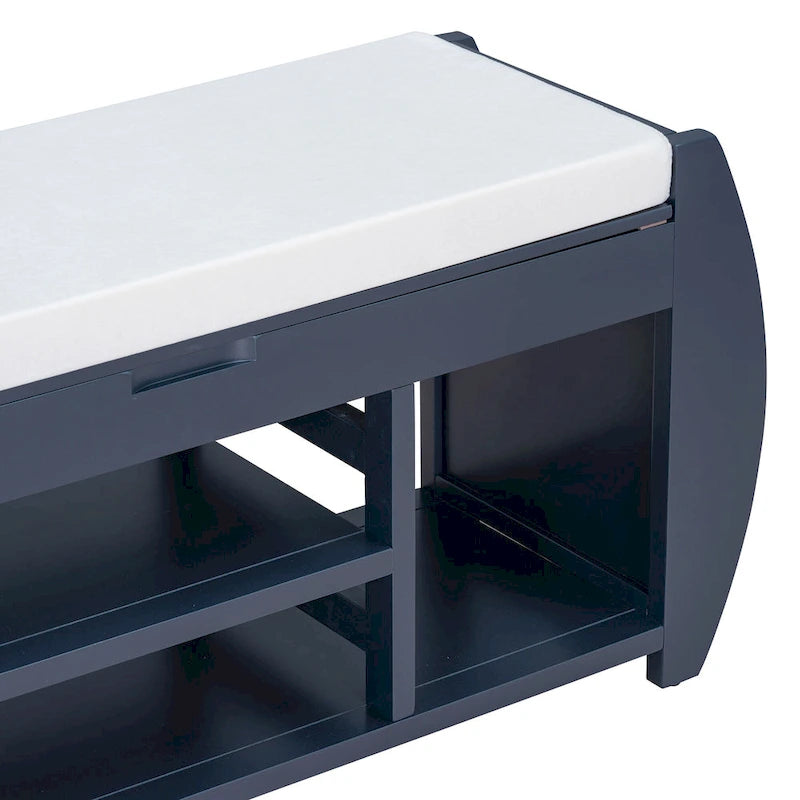 Storage Bench with Cushion and Curved Side Panels