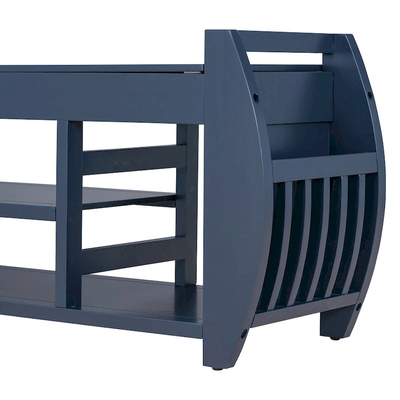 Storage Bench with Cushion and Curved Side Panels