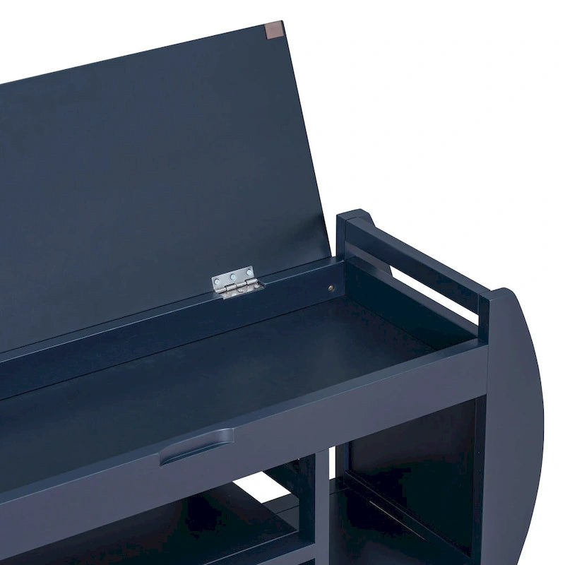 Storage Bench with Cushion and Curved Side Panels