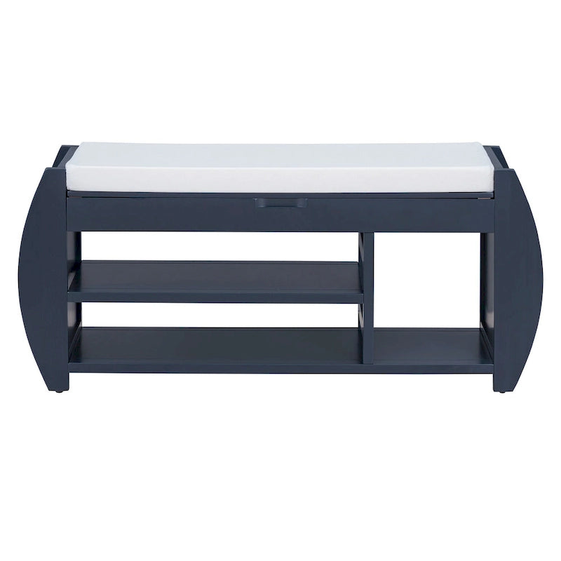 Storage Bench with Cushion and Curved Side Panels