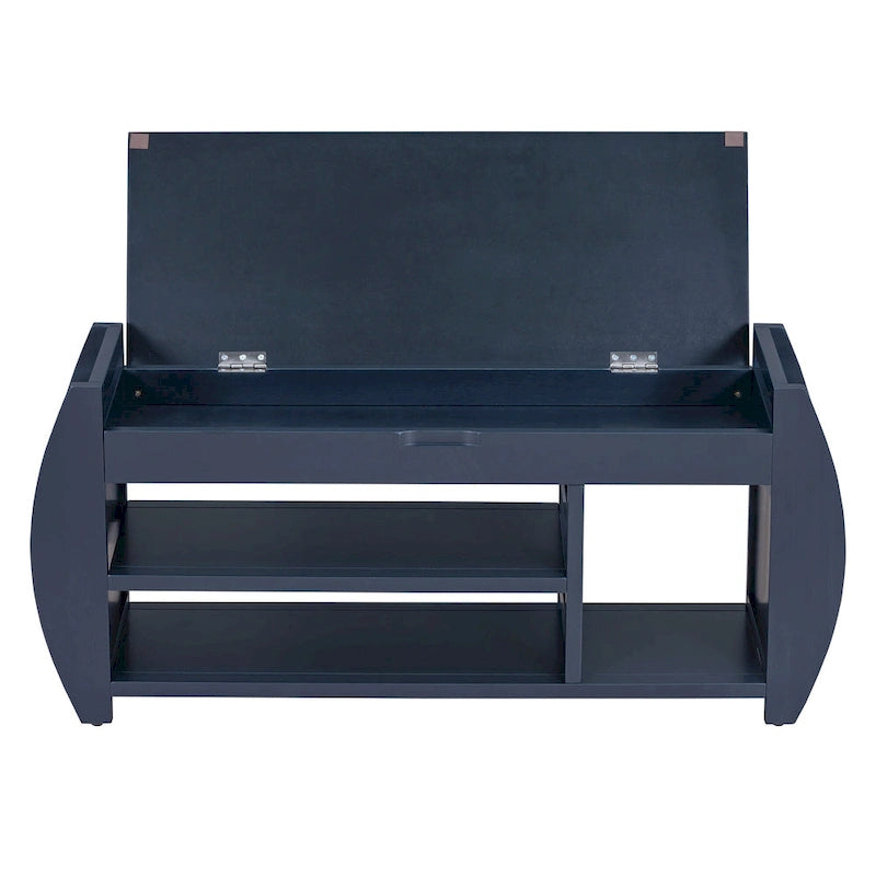 Storage Bench with Cushion and Curved Side Panels