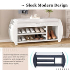 Storage Bench with Cushion and Curved Side Panels