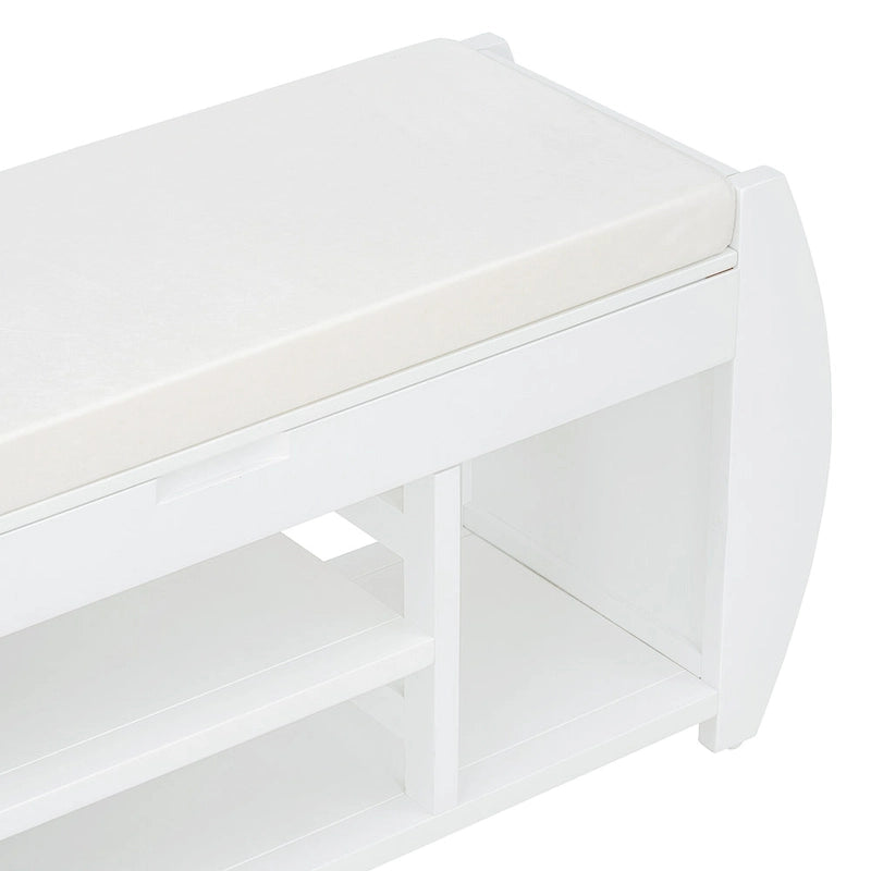 Storage Bench with Cushion and Curved Side Panels