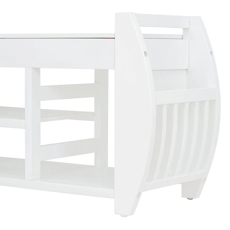 Storage Bench with Cushion and Curved Side Panels