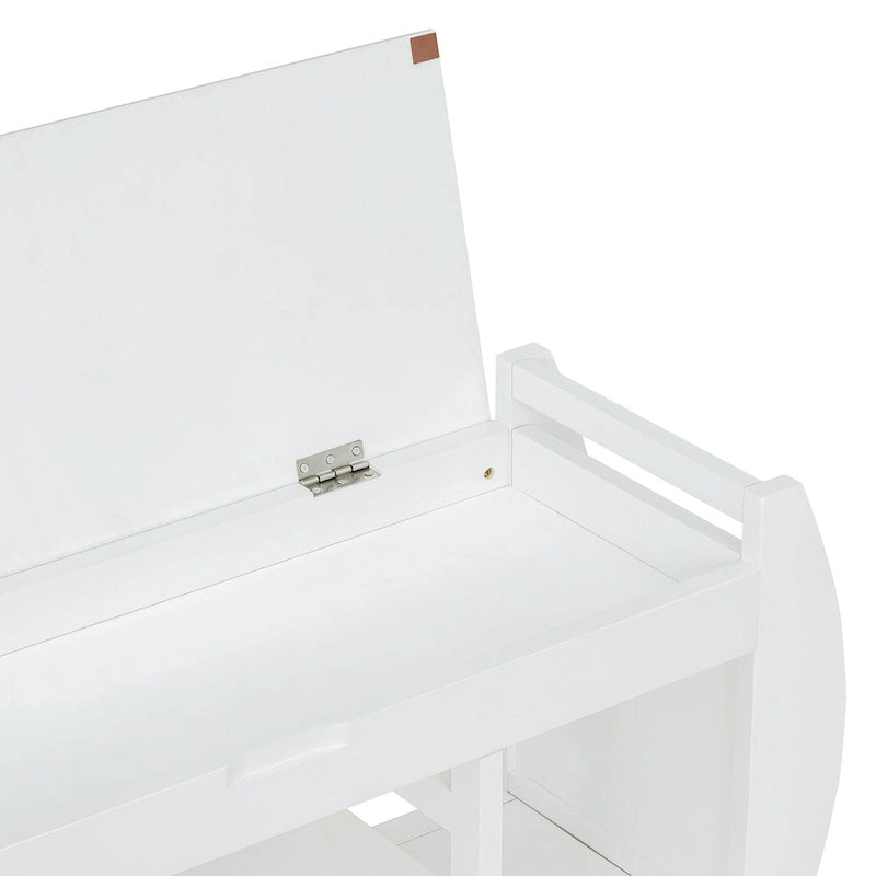 Storage Bench with Cushion and Curved Side Panels