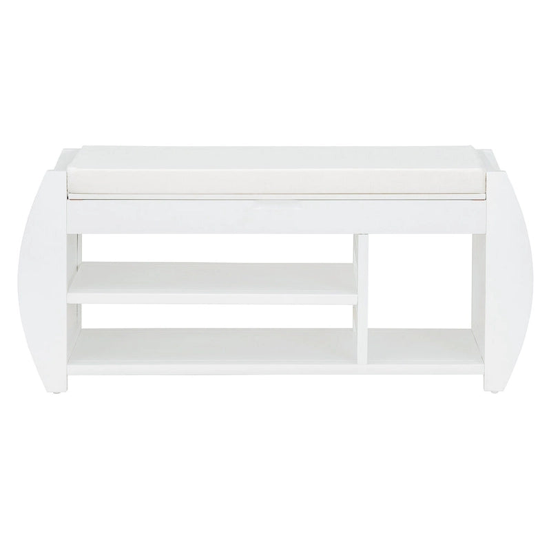 Storage Bench with Cushion and Curved Side Panels