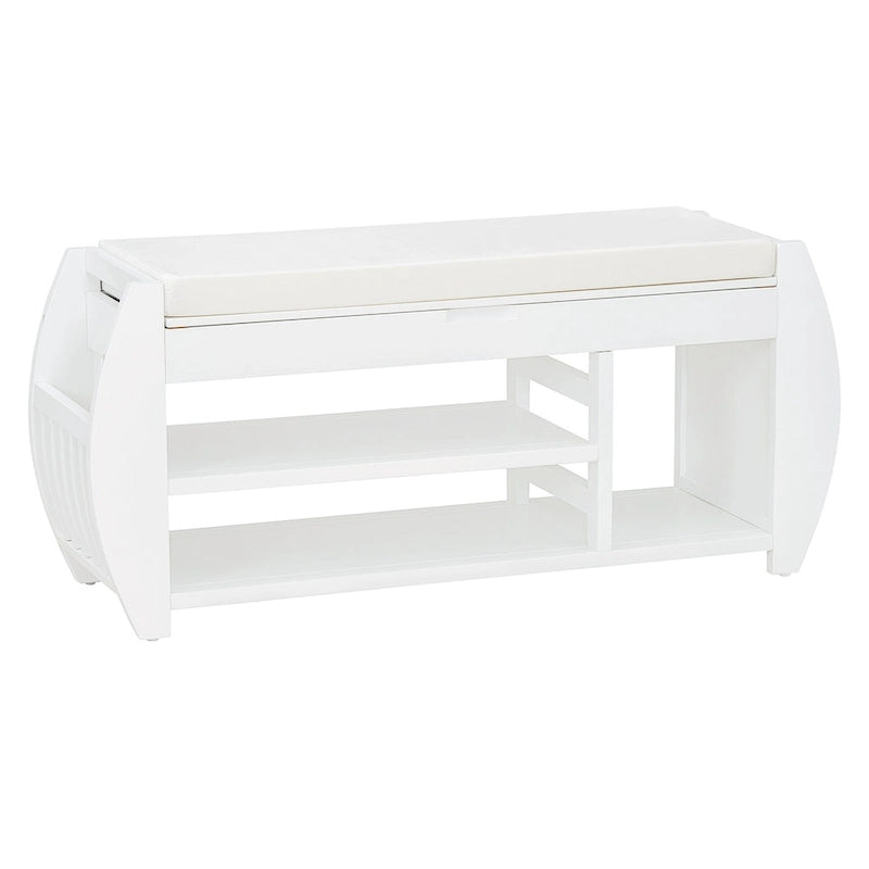 Storage Bench with Cushion and Curved Side Panels