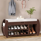 Storage Bench with Cushion and Curved Side Panels