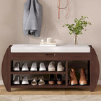Storage Bench with Cushion and Curved Side Panels