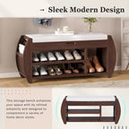 Storage Bench with Cushion and Curved Side Panels