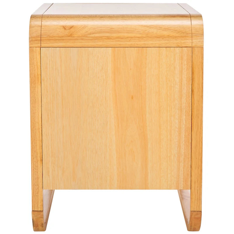 1-Drawer Nightstand with Rattan Panel and Open Shelf