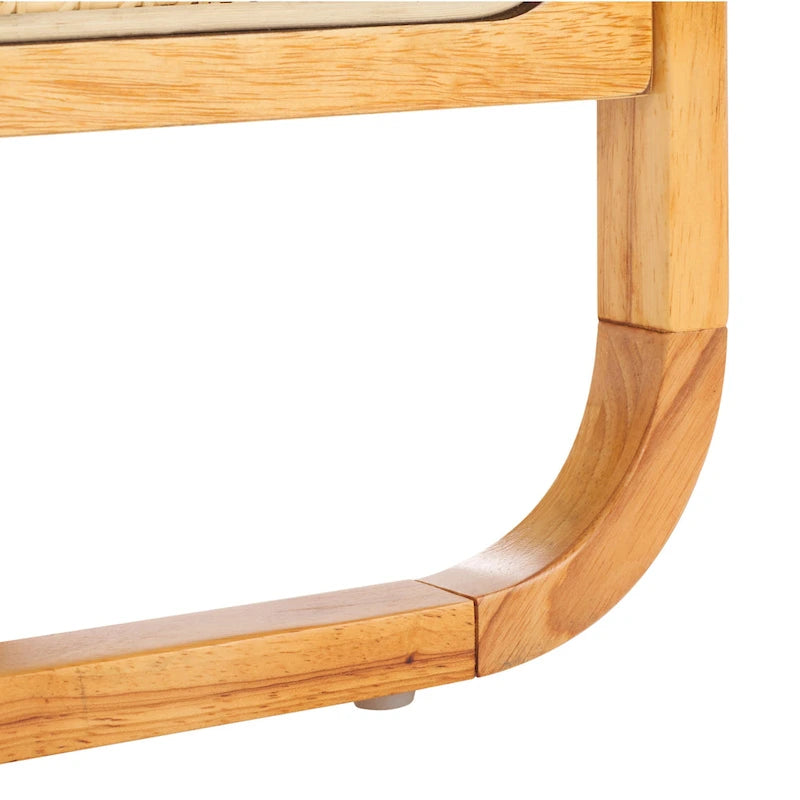 1-Drawer Nightstand with Rattan Panel and Open Shelf