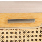 1-Drawer Nightstand with Rattan Panel and Open Shelf