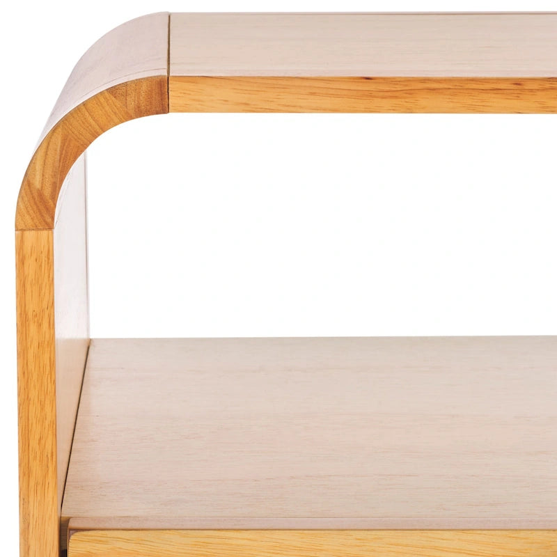 1-Drawer Nightstand with Rattan Panel and Open Shelf