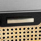 1-Drawer Nightstand with Rattan Panel and Open Shelf
