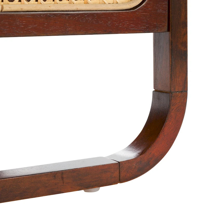 1-Drawer Nightstand with Rattan Panel and Open Shelf
