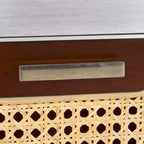 1-Drawer Nightstand with Rattan Panel and Open Shelf