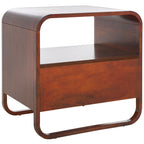 1-Drawer Nightstand with Rattan Panel and Open Shelf