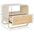 1-Drawer Nightstand with Rattan Panel and Open Shelf