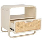 1-Drawer Nightstand with Rattan Panel and Open Shelf