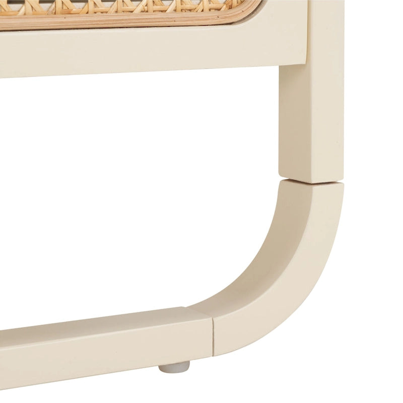 1-Drawer Nightstand with Rattan Panel and Open Shelf