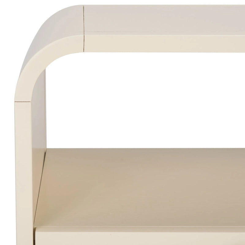 1-Drawer Nightstand with Rattan Panel and Open Shelf