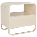 1-Drawer Nightstand with Rattan Panel and Open Shelf