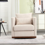 Chenille Swivel Barrel Chair with Metal Base