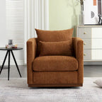 Chenille Swivel Barrel Chair with Metal Base