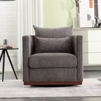Chenille Swivel Barrel Chair with Metal Base