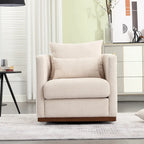 Chenille Swivel Barrel Chair with Metal Base