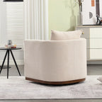 Chenille Swivel Barrel Chair with Metal Base