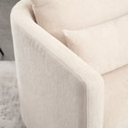 Chenille Swivel Barrel Chair with Metal Base