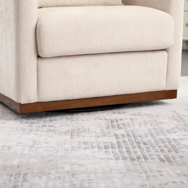 Chenille Swivel Barrel Chair with Metal Base