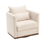 Chenille Swivel Barrel Chair with Metal Base