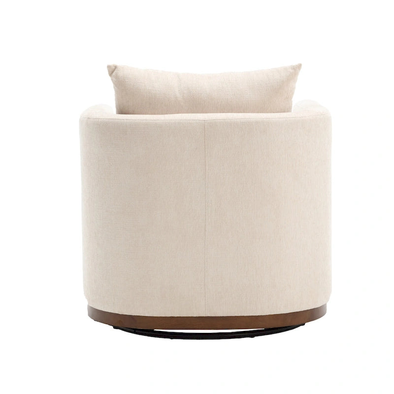 Chenille Swivel Barrel Chair with Metal Base