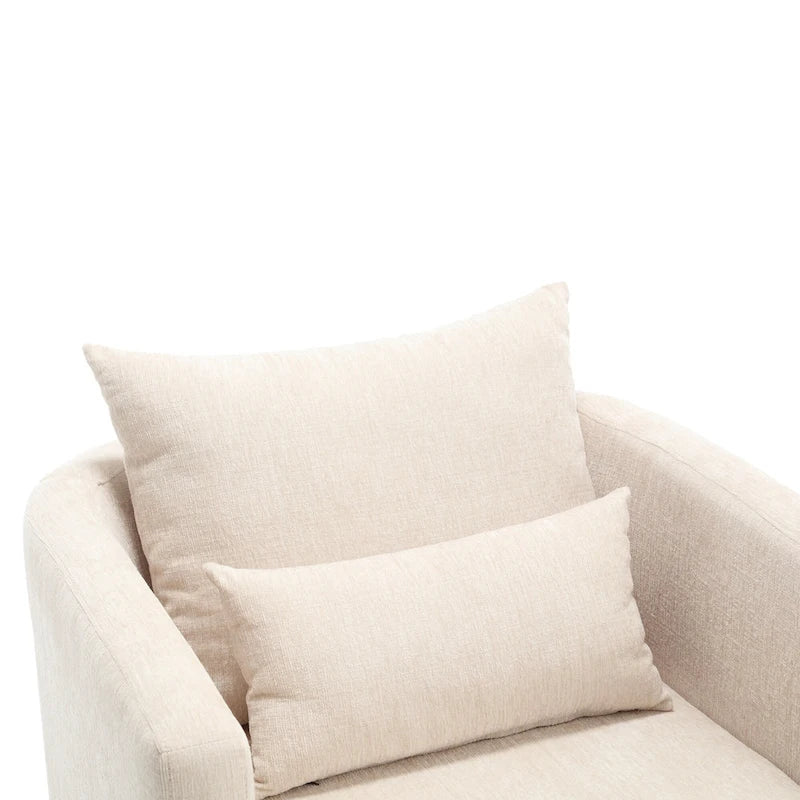 Chenille Swivel Barrel Chair with Metal Base