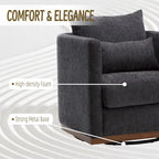 Chenille Swivel Barrel Chair with Metal Base