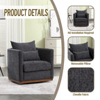 Chenille Swivel Barrel Chair with Metal Base