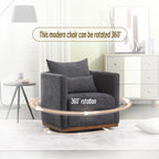 Chenille Swivel Barrel Chair with Metal Base