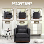 Chenille Swivel Barrel Chair with Metal Base