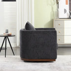 Chenille Swivel Barrel Chair with Metal Base