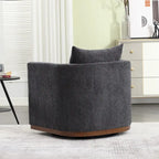 Chenille Swivel Barrel Chair with Metal Base