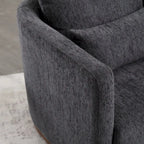 Chenille Swivel Barrel Chair with Metal Base