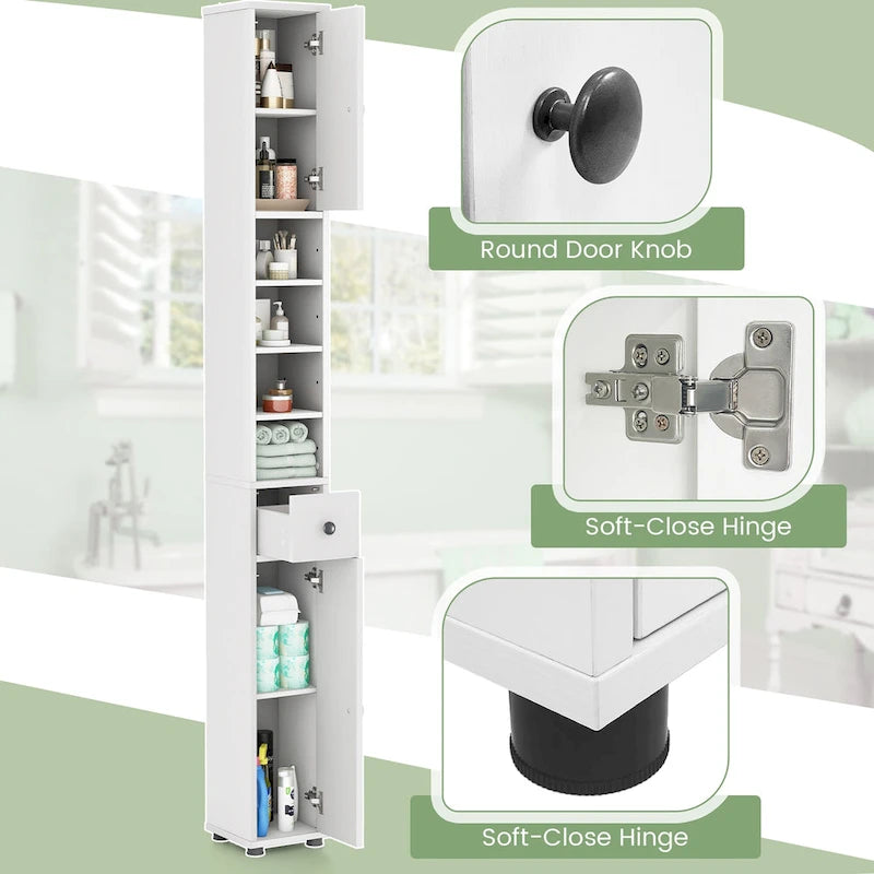 Tall Slim Bathroom Storage Cabinet with Drawer