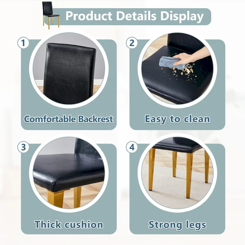 Armless Dining Chair with Metal Legs