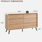 Mid Century Modern 6 Drawers Dresser, Wood Fluted Chest of Drawers